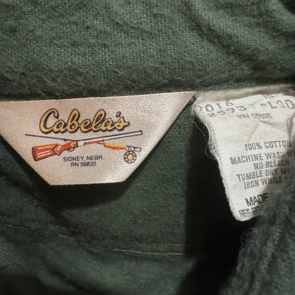 Vintage Cabelas Mens Medium Chamois Shirt Forest Green Cotton Made in USA Med?